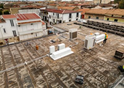 Copertura della scuola di Marcianise con i dispositivi ISAAC installati e gli impianti tecnici